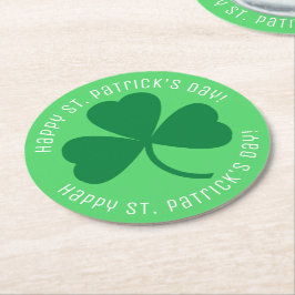 Happy St. Patrick's Day Green Shamrock Ronde Kartonnen Onderzetter