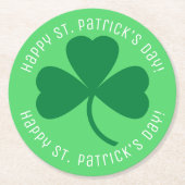 Happy St. Patrick's Day Green Shamrock Ronde Kartonnen Onderzetter (Voorkant)