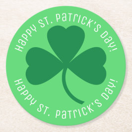 Happy St. Patrick's Day Green Shamrock Ronde Kartonnen Onderzetter
