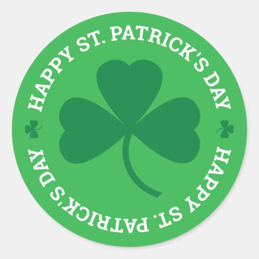 Happy St. Patrick's Day Green Shamrock Ronde Sticker (Voorkant)