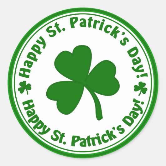 Happy St. Patrick's Day Green Shamrock Stickers (Voorkant)