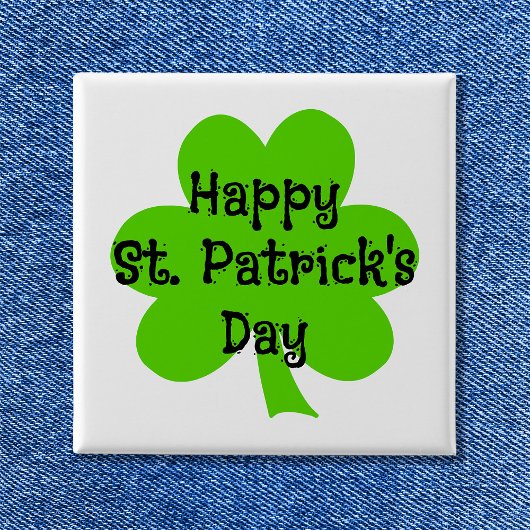 Happy St. Patrick's Day Green Shamrock Vierkante Button 5,1 Cm
