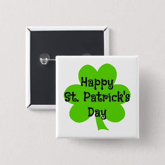 Happy St. Patrick's Day Green Shamrock Vierkante Button 5,1 Cm (Voorkant /achterkant)