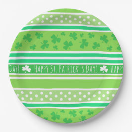 Happy St. Patrick's Day Green Stripes Papieren Bordje