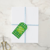 Happy St. Patrick's Day Green Tartan Lucky Clover Cadeaulabel (Met Touw)