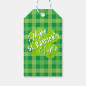 Happy St. Patrick's Day Green Tartan Lucky Clover Cadeaulabel (Achterkant)