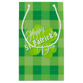 Happy St. Patrick's Day Green Tartan Lucky Clover Klein Cadeauzakje (Achterkant)