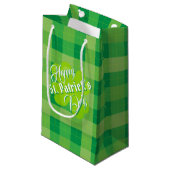 Happy St. Patrick's Day Green Tartan Lucky Clover Klein Cadeauzakje (Voorkant Gekanteld)