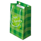 Happy St. Patrick's Day Green Tartan Lucky Clover Klein Cadeauzakje (Achterkant Gekanteld)