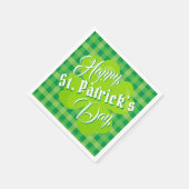 Happy St. Patrick's Day Green Tartan Lucky Clover Servet (Hoek)