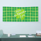 Happy St. Patrick's Day Green Tartan Lucky Clover Spandoek (Beurs)