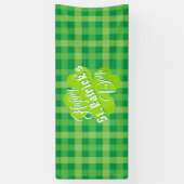 Happy St. Patrick's Day Green Tartan Lucky Clover Spandoek (Verticaal)
