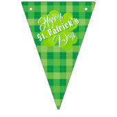 Happy St. Patrick's Day Green Tartan Lucky Clover Vlaggetjes (Eerste vlag)