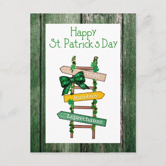 Happy St. Patrick's Day Green WoodPostcard Briefkaart (Voorkant)