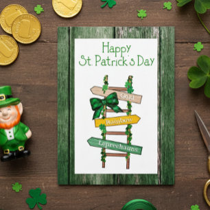 Happy St. Patrick's Day Green WoodPostcard Briefkaart