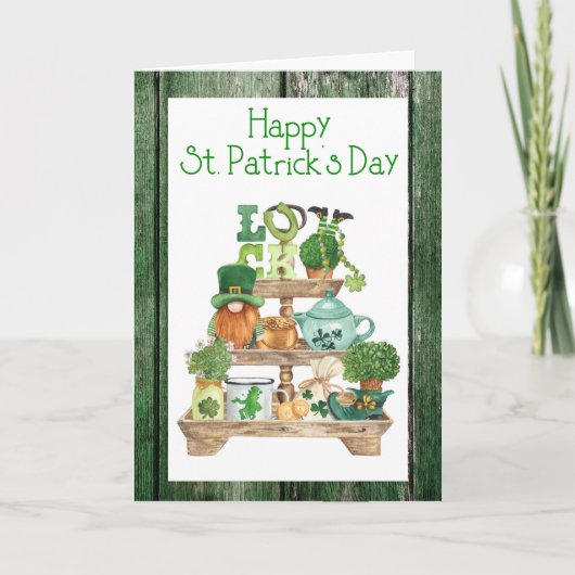 Happy St. Patrick's Day Green WoodPostcard Holida Feestdagen Kaart (Voorkant)