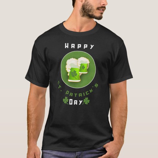 Happy St. Patrick's Day Groen Bier 4 Bladklaver T-shirt (Voorkant)