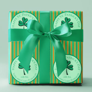 Happy St Patrick's Day Groene en Oranje Kinder Cadeaupapier