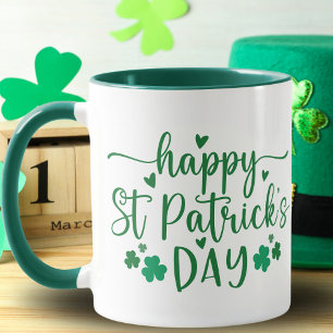 Happy St Patrick's Day Groene Shamrocks en Harten Mok