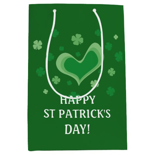 Happy St Patrick's Day groene shamrocks op maat Medium Cadeauzakje (Voorkant)