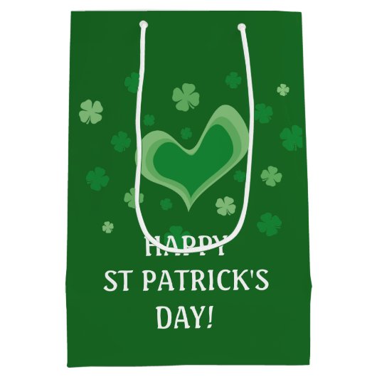 Happy St Patrick's Day groene shamrocks op maat Medium Cadeauzakje (Achterkant)