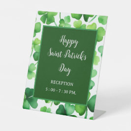 Happy St Patricks Day Groene Waterverf Shamrock Reclamebord Met Voetstuk