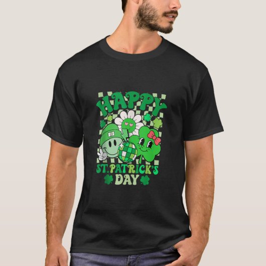 Happy St Patrick's Day Groovy Disco Smile Face Sha T-shirt (Voorkant)