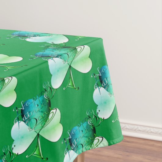 "Happy St. Patrick's Day" handgeschreven Shamrocks Tafelkleed (Voorbeeld)