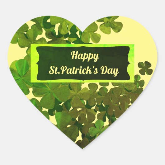 Happy St.Patrick's Day Heart Sticker (Voorkant)