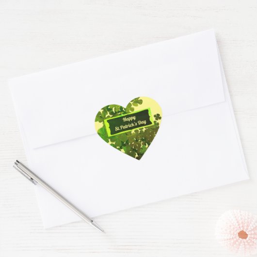 Happy St.Patrick's Day Heart Sticker (Envelop)