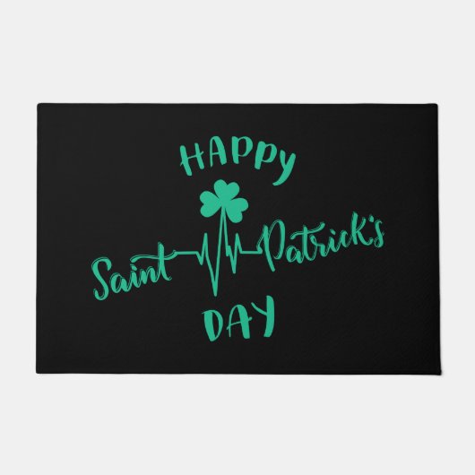 Happy St Patricks Day Heartbeat puls Shamrock Deurmat (Voorkant)