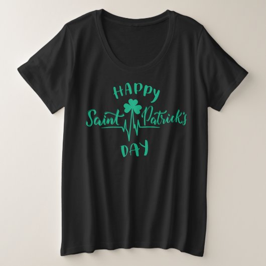 Happy St Patricks Day Heartbeat puls Shamrock Grote Maat T-shirt (Design voorkant)