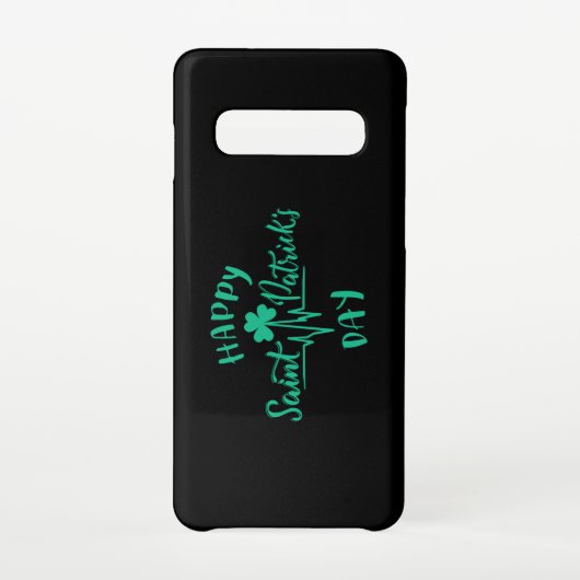Happy St Patricks Day Heartbeat puls Shamrock Samsung Galaxy Hoesje (Achterkant)