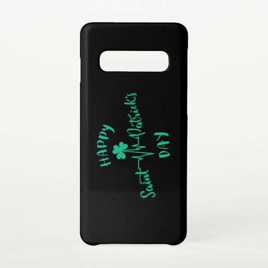 Happy St Patricks Day Heartbeat puls Shamrock Samsung Galaxy Hoesje (Achterkant)