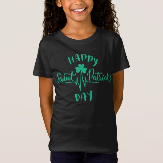 Happy St Patricks Day Heartbeat puls Shamrock T-shirt (Voorkant)