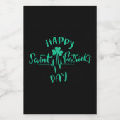 Happy St Patricks Day Heartbeat puls Shamrock Voedselcontainer Etiket (Enkel label)