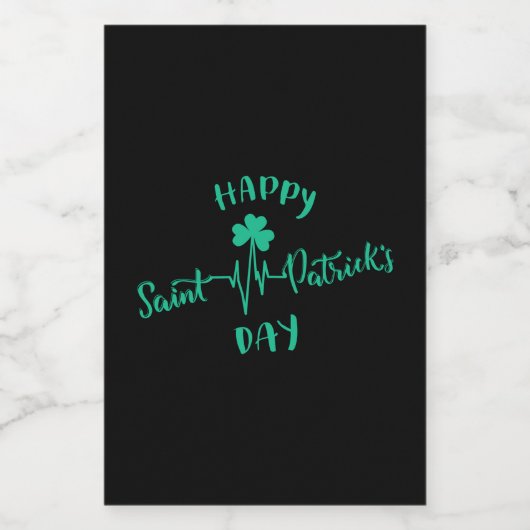 Happy St Patricks Day Heartbeat puls Shamrock Voedselcontainer Etiket (Enkel label)