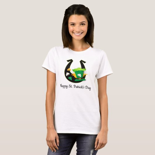 Happy St Patrick's day hoefijzer T-shirt (Voorkant volledig)