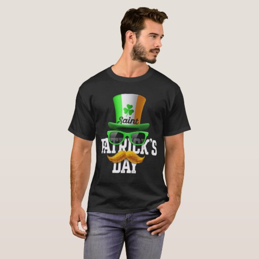 Happy St Patrick's Day Holiday Fun Party Mustache T-shirt (Voorkant volledig)