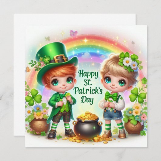 Happy St Patrick's Day Holiday Kaart (Voorkant / Achterkant)