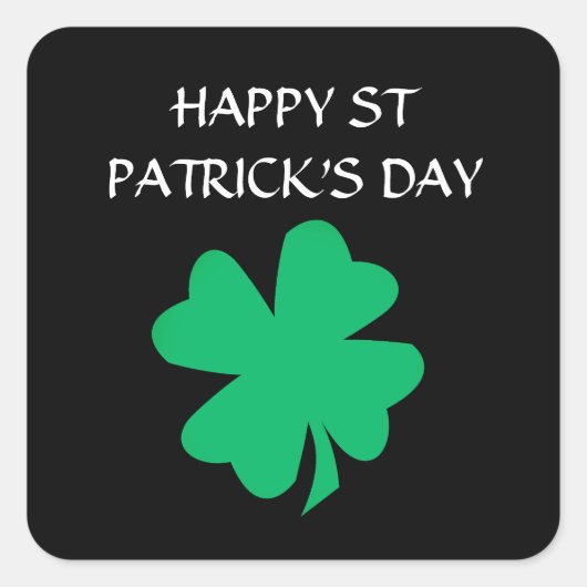 Happy St Patrick's Day Ierse Shamrock Leaf 2024 Vierkante Sticker (Voorkant)