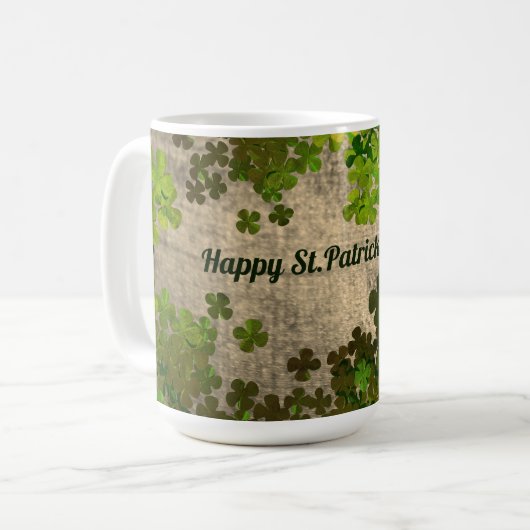 Happy St.Patrick's Day, ierse shamrocks Koffiemok (Voorkant links)