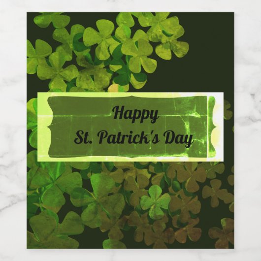 Happy St.Patrick's Day, ierse shamrocks Wijn Etiket (Enkel label)