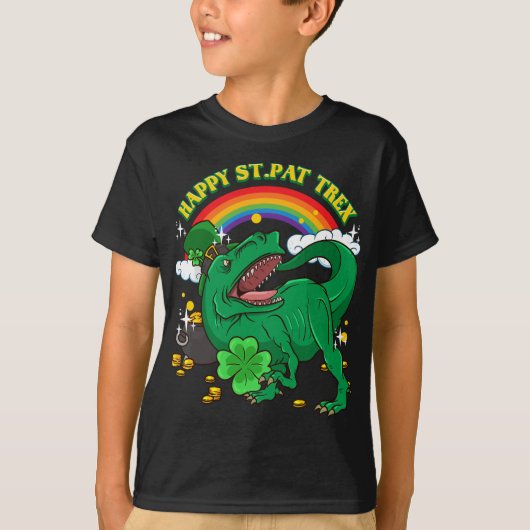 Happy St. Patricks Day Ierse Tyrannosaurus rex Din T-shirt (Voorkant)