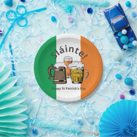 Happy St Patricks Day Ierse vlag Papieren Bordje (Feest)