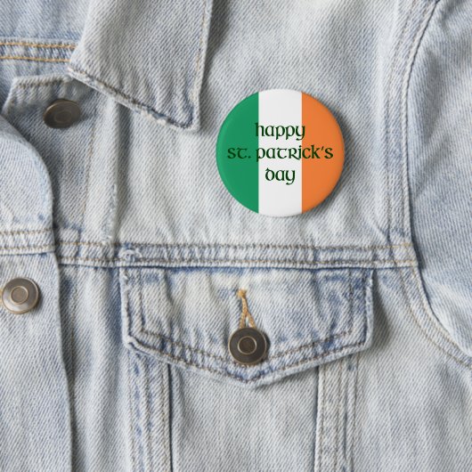 Happy St Patrick's Day Ireland flag Badge Ronde Button 5,7 Cm (In situ)