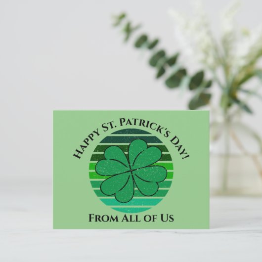 Happy St. Patrick's Day Irish 4 Leaf Clover Briefkaart (Staand voorkant)