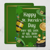 Happy St. Patrick's Day - Irish Blessing & Ornate Kaart (Voorkant / Achterkant)