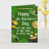 Happy St. Patrick's Day - Irish Blessing & Ornate Kaart (Gele Bloem)