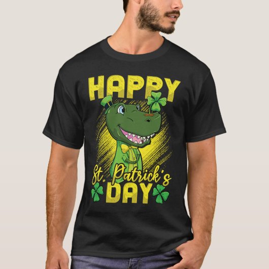 Happy St Patricks Day Irish Dinosaur Lucky Rex T-shirt (Voorkant)